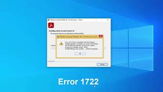 FIXED Error 1722 Adobe Reader  There is a problem with this windows installer package [upl. by Funda469]