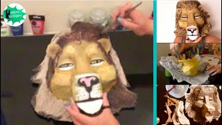 How to make a paper mache lion mask  Sustainable crafts [upl. by Ayr]