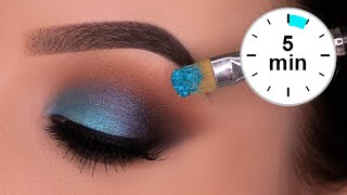 5 MINUTE Blue Brown Smokey Eyes Tutorial [upl. by Buchalter]