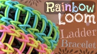 RAINBOW LOOM  Ladder Bracelet  How To  SoCraftastic [upl. by Ahsikan]