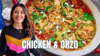 Easy Onepot Chicken and Orzo  The Mediterranean Dish [upl. by Chris]