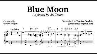 Art Tatum Blue Moon Transcription [upl. by Lindberg]