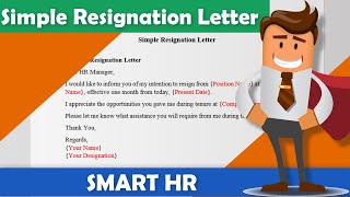 Simple Resignation Letter Sample  How to write a resignation letter  SMARTHRM [upl. by Baptist]