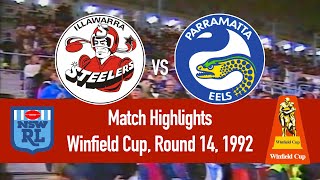 Illawarra Steelers vs Parramatta Eels  1992 Round 14  HIGHLIGHTS [upl. by Karylin]