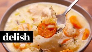 Creamy Chicken and Rice Soup  Delish [upl. by Griffin]