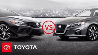 2020 Toyota Camry SE vs Nissan Altima SR  Car Comparison [upl. by Aihcrop]