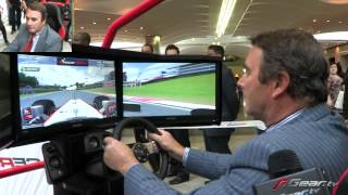 Nigel Mansell playing F1 racing video game [upl. by Ahsimak]