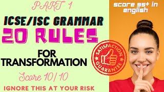 🔑Rules for TRANSFORMATION OF SENTENCES 🤫PART 1  20 rules  10 mins  English Grammar [upl. by Atiuqa205]