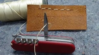 How to Sew with a Swiss Army Knife Awl  Reamer [upl. by Aiela]