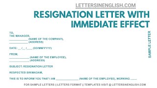 Resignation Letter with Immediate Effect – Sample Resignation Letter [upl. by Minsat]