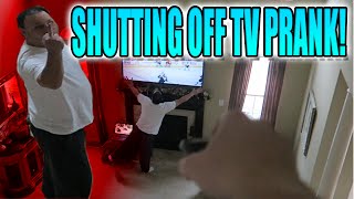 SHUTTING OFF TV PRANK ON DAD HILARIOUS [upl. by Abagail]