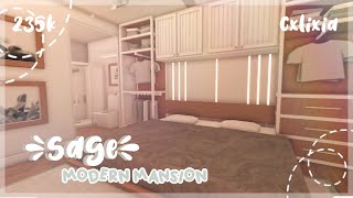 BLOXBURG  Sage 🌿 Modern Family Mansion Interior  House Build  235k [upl. by Artinak]