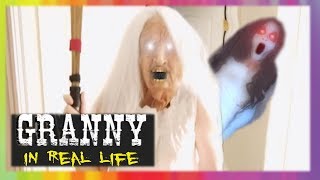 GRANNY Horror Game IN REAL LIFE GRANNY vs Slendrina  Screen Team [upl. by Adnalay586]