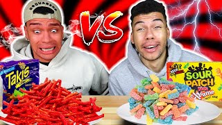 SCHARFES ESSEN VS SAURES ESSEN CHALLENGE   Kelvin und Marvin [upl. by Assirec]