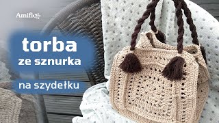 Torba ze sznurka na szydełku z kwadratów  How to crochet easy bag from squares [upl. by Yramanna]