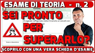 ESAME DI TEORIA DELLA PATENTE UNA VERA SCHEDA DESAME  2  SEI PRONTO PER SUPERARLO SCOPRILO ORA [upl. by Aihsrop]