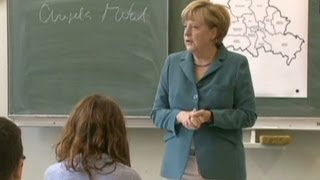 Merkel teaches German history at school [upl. by Ahsieit656]