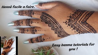 Henné simple main Easy henna tutorials Easy mehndi henné facile [upl. by Fotinas200]