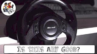 Review Microsoft Sidewinder Precision Racing Wheel USB Version 10  From 1999 [upl. by Sible575]