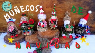 Muñecos navideños con piñas Conos de pino [upl. by Peggy]