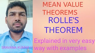 ROLLES THEOREM IN TELUGU statement and Problems [upl. by Noslien]