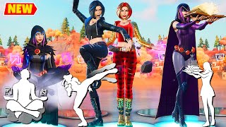 Raven Fortnite Skin ALL STYLES incl Golden Rachel Roth doing BuiltIn Dances and Emotes [upl. by Tiphany]