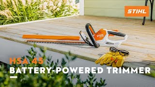 STIHL HSA 45 BatteryPowered Hedge Trimmer  Features and Benefits [upl. by Gagne722]