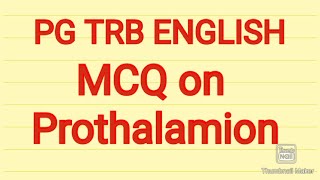 PG TRB MCQ on Prothalamion [upl. by Maxma]