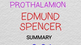 PROTHALAMION BY EDMUND SPENCER  SUMMARY IN TAMIL தமிழில் [upl. by Anale200]