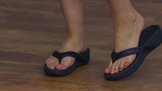 Vionic Platform Leather Thong Sandals  High Tide Metallic on QVC [upl. by Beora941]