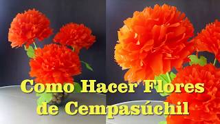 Como Hacer Flores de Cempasúchil Con Papel Crepe Para Día de Muertos [upl. by Enom]