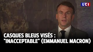 Casques bleus viseÌs  quotInacceptablequot Emmanuel Macron [upl. by Etsirk]