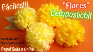 🌼DIY Flores de Cempasúchil con Papel quotSedaquot o quotChinaquot Sin Medidas ni Pegamentos 🌼MariGold [upl. by Aliekat]