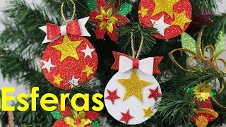 Como hacer esferas navideñas de foami  Manualidades de Lina [upl. by Alah293]