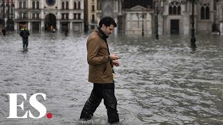 Venice flood Incredible footage of flooding in Venice Italy after highest tide in 50 years [upl. by Steep]