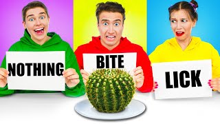 BITE LICK OR NOTHING CHALLENGE  Prank Wars by Multi DO CHALLENGE [upl. by Assirat]