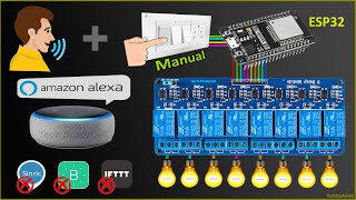 ESP32 Alexa Home Automation System with Manual amp Voice Control Feedback  IoT Projects 2021 [upl. by Nyrb]