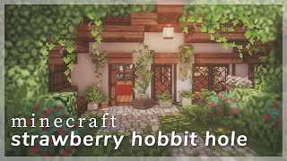 Minecraft Strawberry Hobbit Hole 🍓🍨  Speedbuild  CIT Resource Packs [upl. by Yuri]