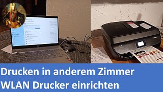 Wie in anderem Zimmer drucken  WLAN Drucker am Laptop einrichten [upl. by Fairley]