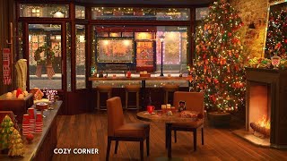 Cozy Christmas Coffee Shop Ambience with Christmas Music Fireplace and Coffee Shop Background Noise [upl. by Margit]