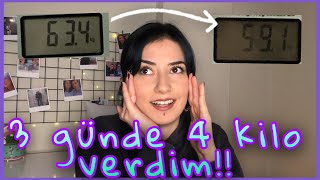 3 GÜNDE 4 KİLO VERDİM diyet listem nelere dikkat ettim 3 günde 4 kilo verdiren detoks sporsuz [upl. by Kuo724]