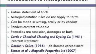 Misrepresentation Lecture 1 of 4 [upl. by Marley442]