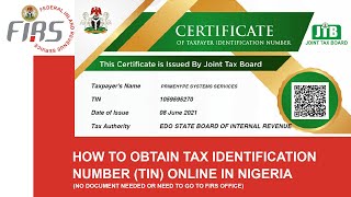 Register and Get Your TIN Tax Identification Number Online in Nigeria  Its Free [upl. by Denie]