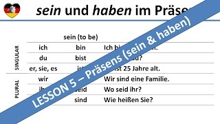 sein amp haben Present Tense  Learn German Lesson 5  Complete A1B1 Course  sein amp haben Präsens [upl. by Ayokahs]