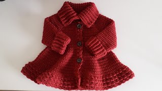 Crochet 29 How to crochet a high neck coat for a girl Part 1 [upl. by Anha930]