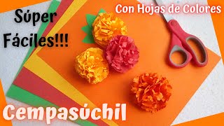 🌼✂Flor quotCempasúchilquot de Papel con quotHojas de Coloresquot FLORES de PAPEL fáciles DIY Marigold [upl. by Zoha]