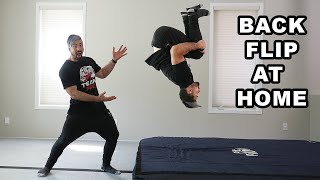 Learn How To Backflip AT HOME Easy Tutorial for Beginners [upl. by Nylazor428]