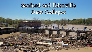 Sanford and Wixom Flood 2020  Drone  Dam Collapse [upl. by Chrisman900]