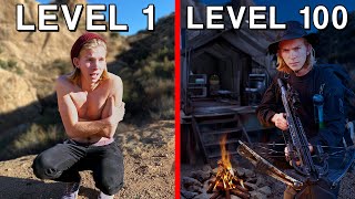 Level 1 vs Level 100 Survivalist SOLO OVERNIGHT SURVIVAL [upl. by Adlitam992]