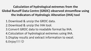 Hydrological Extremes  GRDC Free Observed Streamflow Data amp Indicators of Hydrologic Alteration [upl. by Heddy]